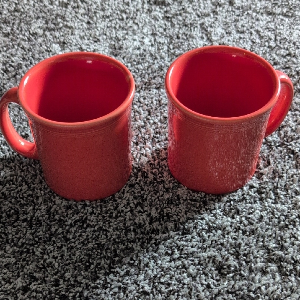 Poppy Orange Fiestaware Java Coffee Mugs